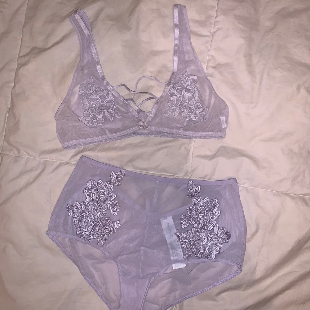 Lilac Mesh 2 piece lingerie set